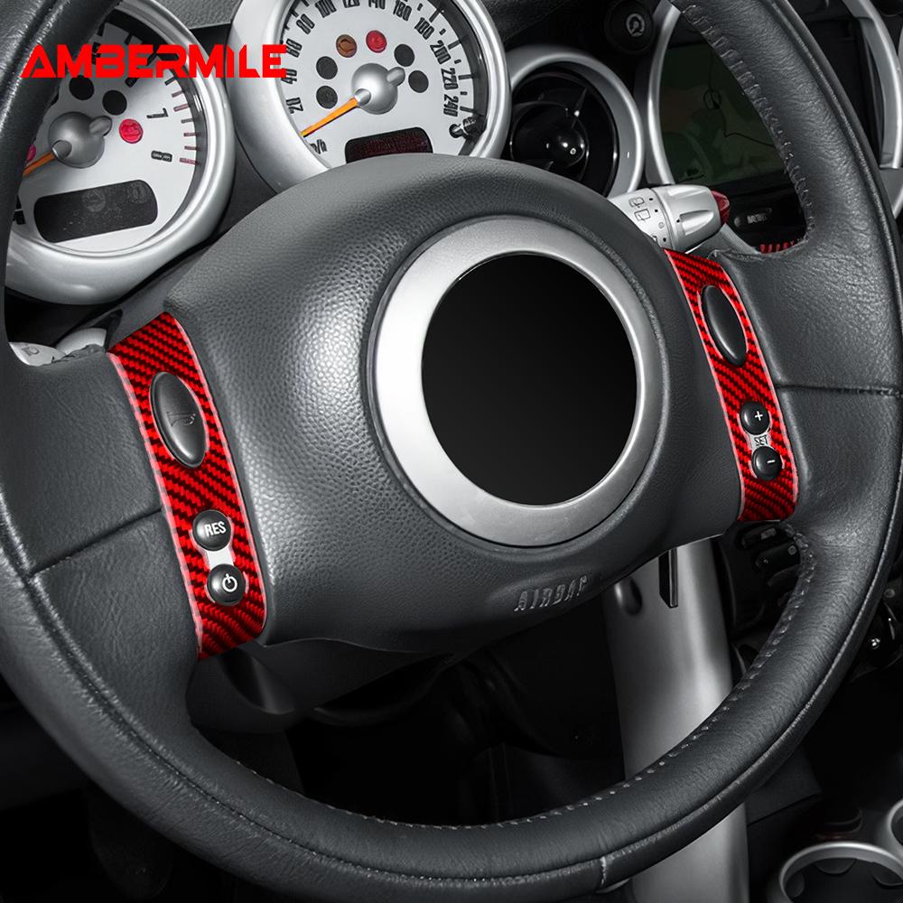For Mini Cooper Hatch One R50 R53 2001-2006 Steering Wheel Button Sticker Strip Soft Carbon Fiber Car Interior Panel Cover Decal