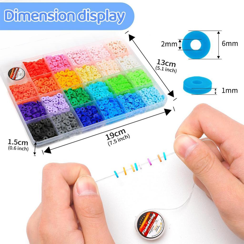 24 Color 3000Pcs Clay Beads, Soft Pottery Beads, Beaded Friendship Bracelet Diy Jewelry Soft Pottery Set
