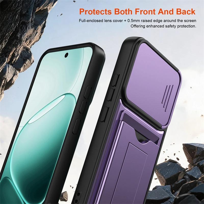 For OPPO A6 Pro A6X Case multi-layer structure, shockproof cover with bracket, card slot, lens protection