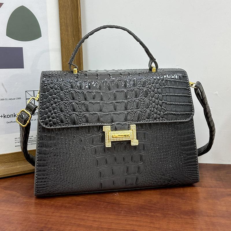 New Wind Crocodile Pattern Briefcase Bag Portable Shoulder Oblique Span Women's Bag
