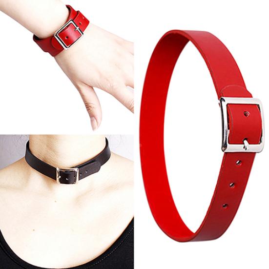 Punk Faux Leather Belt Choker Collar Necklace Women's Club Jewelry Birthday Gift