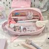Cherry Blossom Pink Polka Dot Foldable Pencil Case – Stylish and Cute Student Stationery Bag