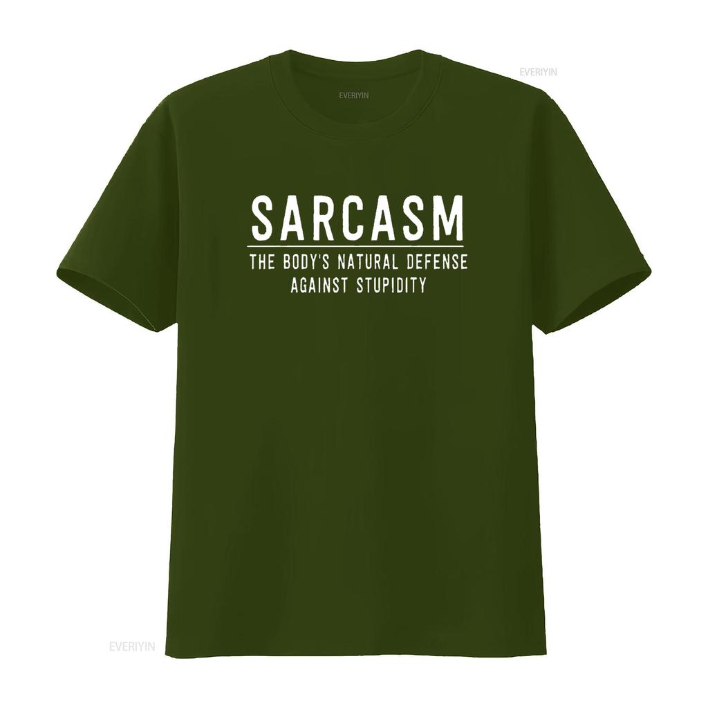 Sarcasm the Body S Natural Defense Against Stupidity T Shirt Vintage Washed Graphic Stylish Breathable Soft Unisex Fashion
