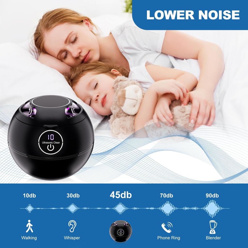 Ultrasonic Retainer Cleaner 200ML 45kHz Jewelry Ultrasonic Clean Portable Dental Cleaning for Rings Mouth Guard Dental Appliance