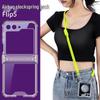 Samsung Z Flip5 Airbag Hinge Case – Transparent Acrylic, Full Coverage, Slim with Lanyard