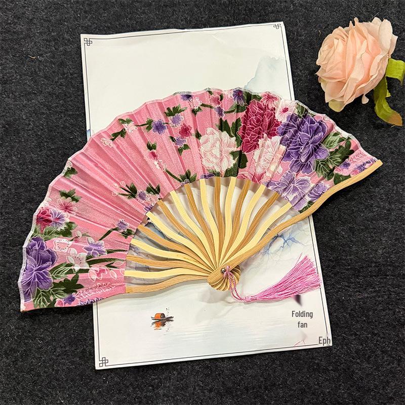 Goldener Faltfächer - Klassischer Chinesischer Stil für Tanzen, Tragbar und Elegant im Design