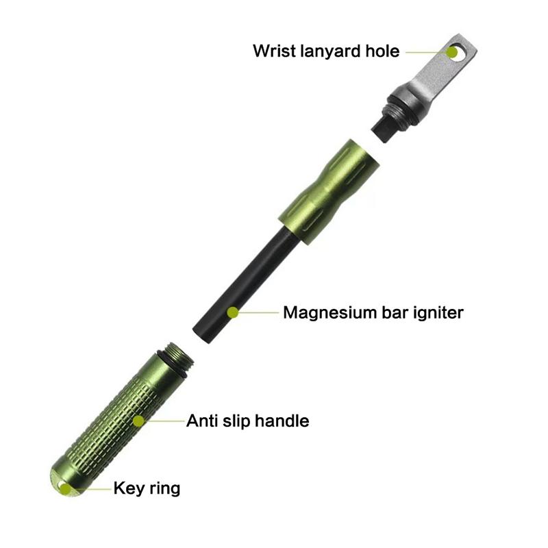 Tragbares Mini-Feuerzeug für den Außenbereich, wasserdicht, Metall-Magnesiumstab, Campingausrüstung, Multifunktionale Überlebenswerkzeuge
