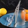 2 Pcs Stainless Steel Straw Filter Spoon Reusable Tea Strainer Spoon Filter Drinking Straws with Cleaning Brush Double-sided Tea Straw for Coffee