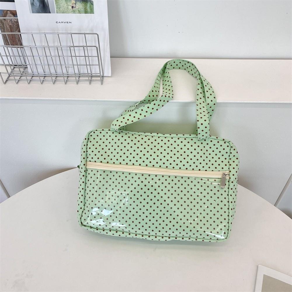 Large Capacity Polka Dot Ita Bag Double Layer Tote Bag Fashion Y2K Shoulder Bag Travel зелёный