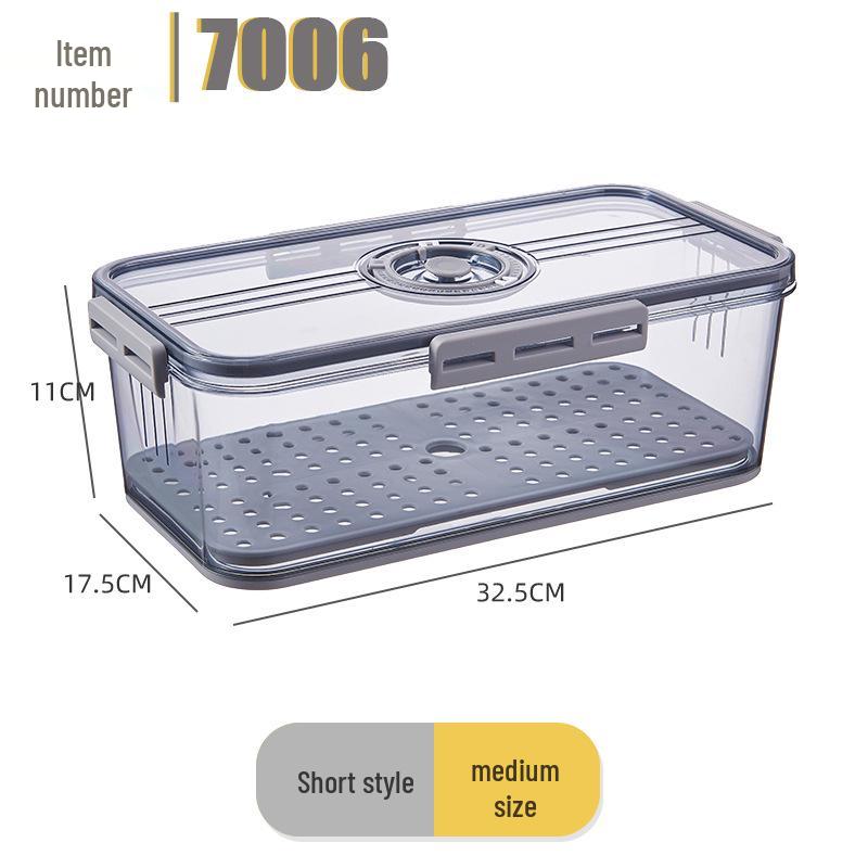 PET Transparent Thickened Refrigerator Storage Box with Timer & Freezer Drainer