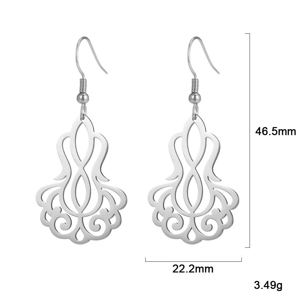 Filigree Dangle Drop Earrings Bohemian Stainless Steel Black Gold Hollow Vintage Pendant Earrings for Woman Gifts