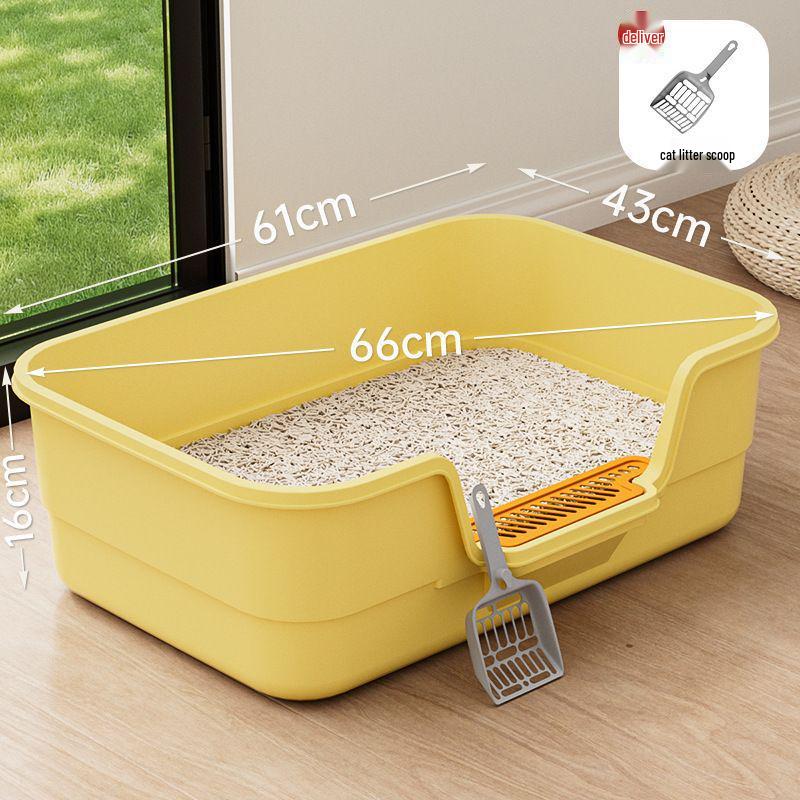 Extra Large Splash-Proof High-Sided Cat Litter Box, Semi-Enclosed & Easy to Clean