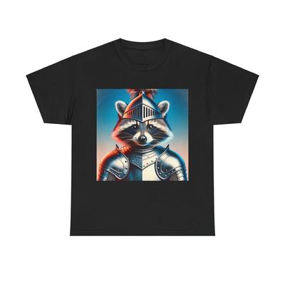 Unisex Adult T Shirt Raccoon Knight Art Print Adventure