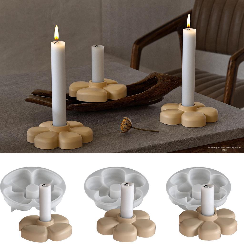 Minimalist Poppy Ins Style Flower Candlestick Mold: Four, Five & Six-Petal Design