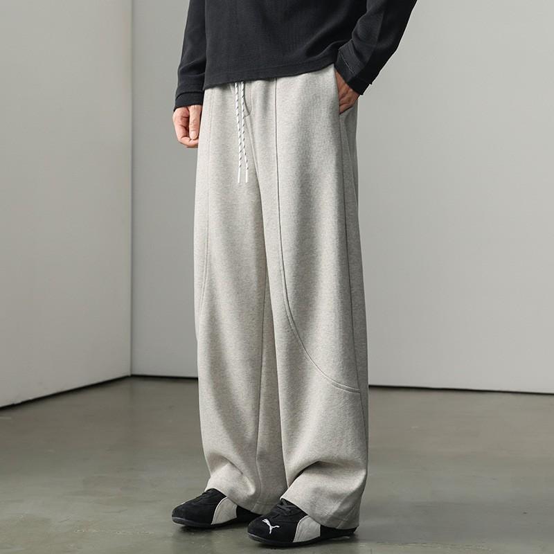 Autumn and Winter New Scimitar Knitted Casual Pants Autumn and Winter New Men's Loose Large Size Straight Vertical Sports Trendy Sweatpants