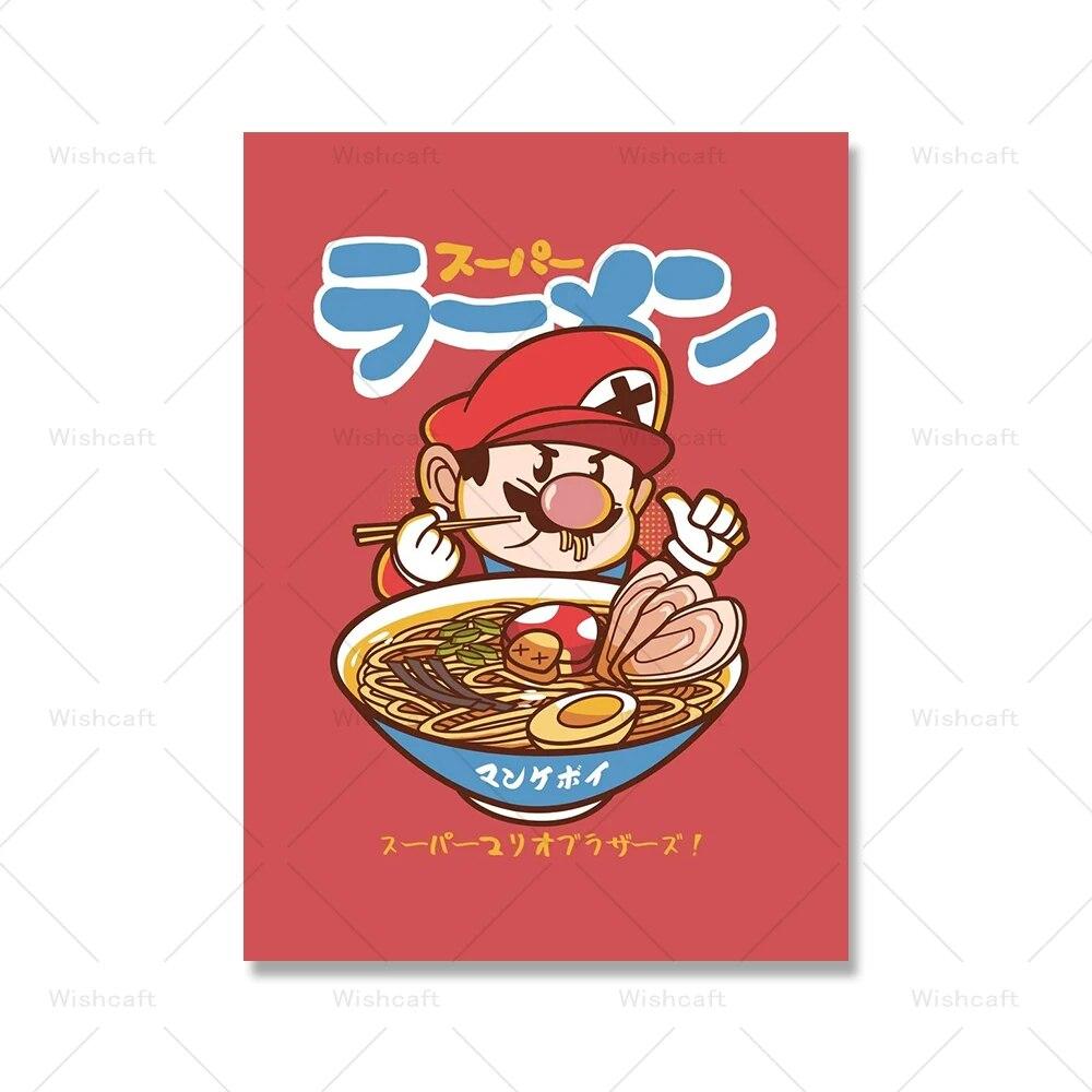 Japanese Anime Cartoon Character Ramen Food Wall Art Prints Funny Noodles Poster Kitchen Art Canvas Painting Pictures Home Decor No Frame