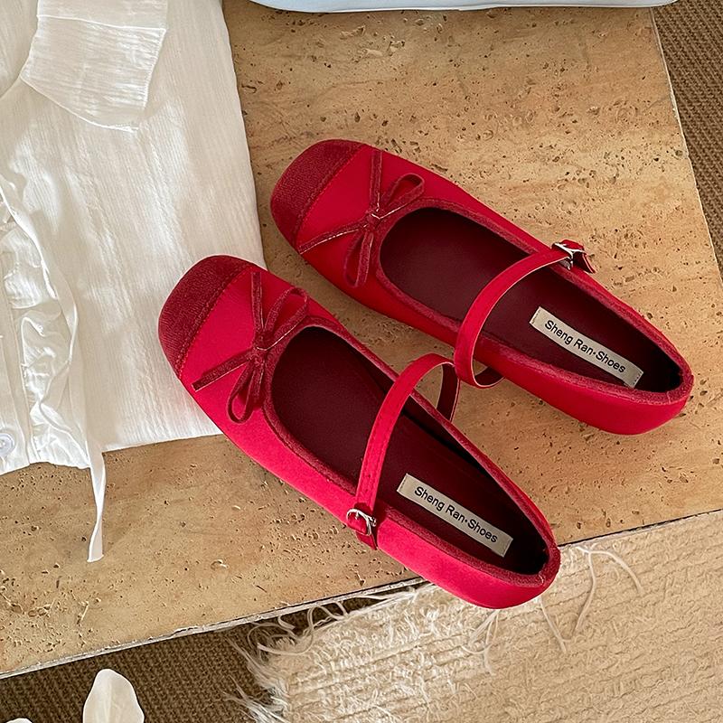 Pantofi de balet noi de primăvară cu fundă-fluture pentru femei, pantofi de modă pentru exterior, pantofi de rochie pentru femei, pantofi plați cu talpă moale în stil stradal