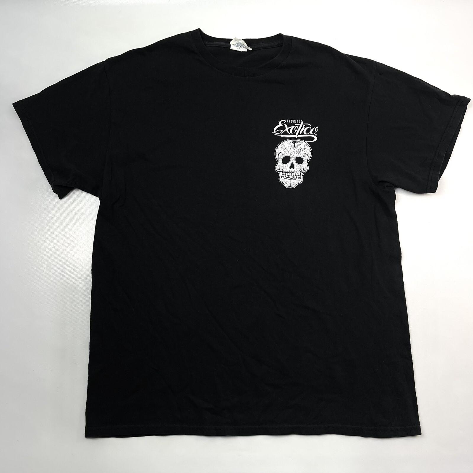 Tequila Exotico Graphic Dia de Muertos Skull Crest Black T-Shirt Men s L S разноцветный