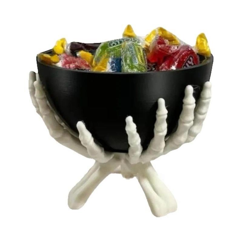 Skeleton Hands Bowl 3D Printing Halloween Skull Bowl Home Decoration Spooky Halloween Decorative Bowl Held by Skeleton Hands