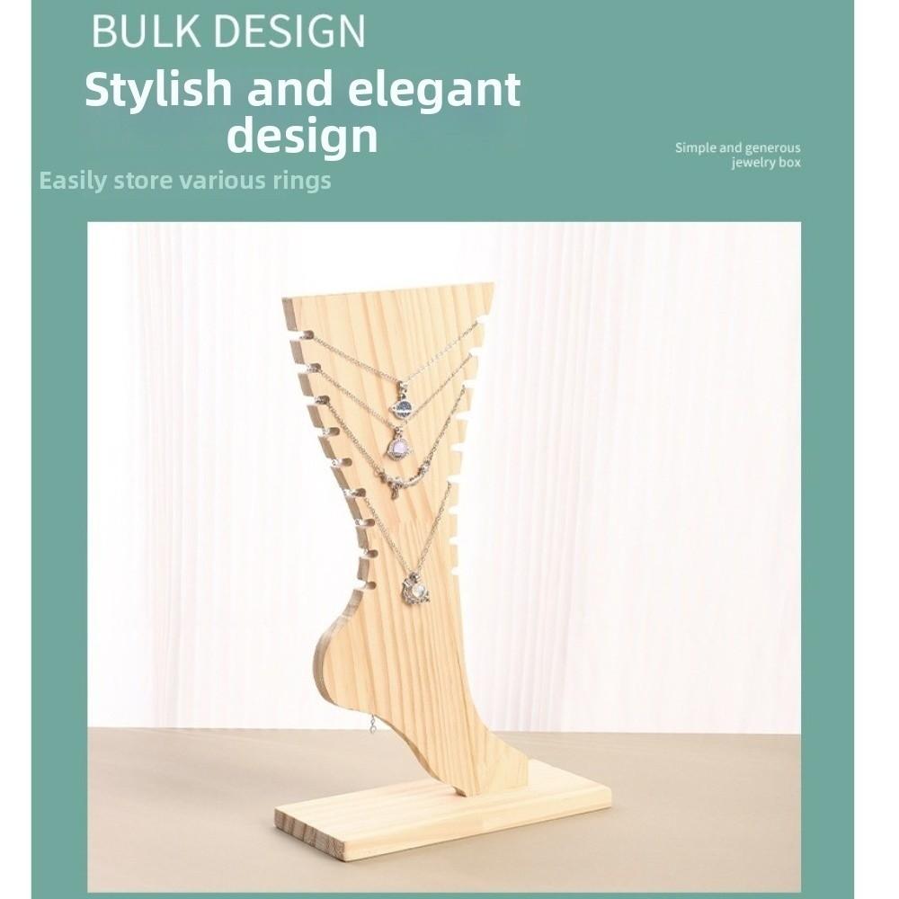 Large Capacity Wooden Necklace Frame Foot Shaped Jewelry Storage Rack  Tabletop