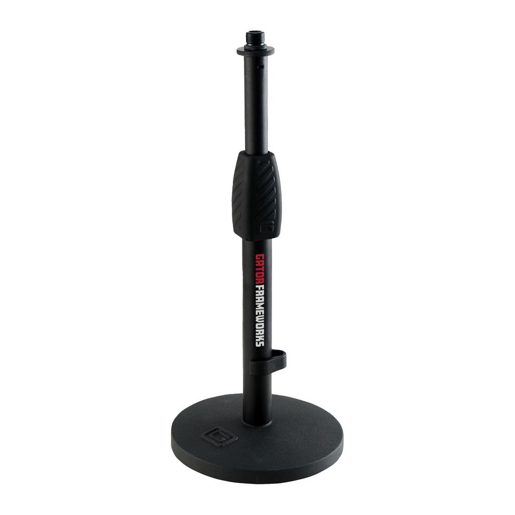GATOR Frameworks Microphone Stand, Desktop Straight Type, Vibration-Absorbing Round Base GFW-MIC-0601