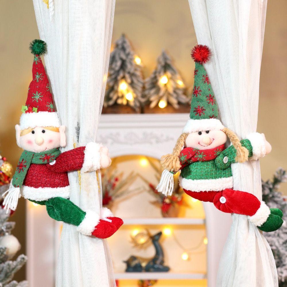 

Cute Christmas Curtain Ties Elves Cartoon Curtain Buckle Christmas Decoration