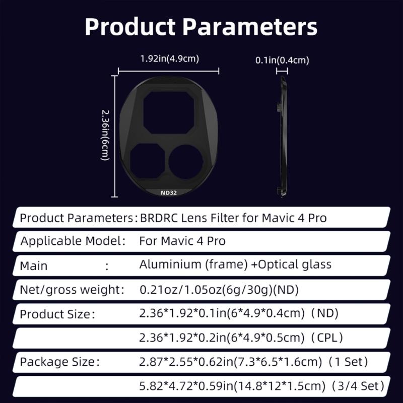 Camera Lens Filters for 4 Aluminum Frame Protective Filter CPL ND8 ND16 ND32 Filter Optical Glass