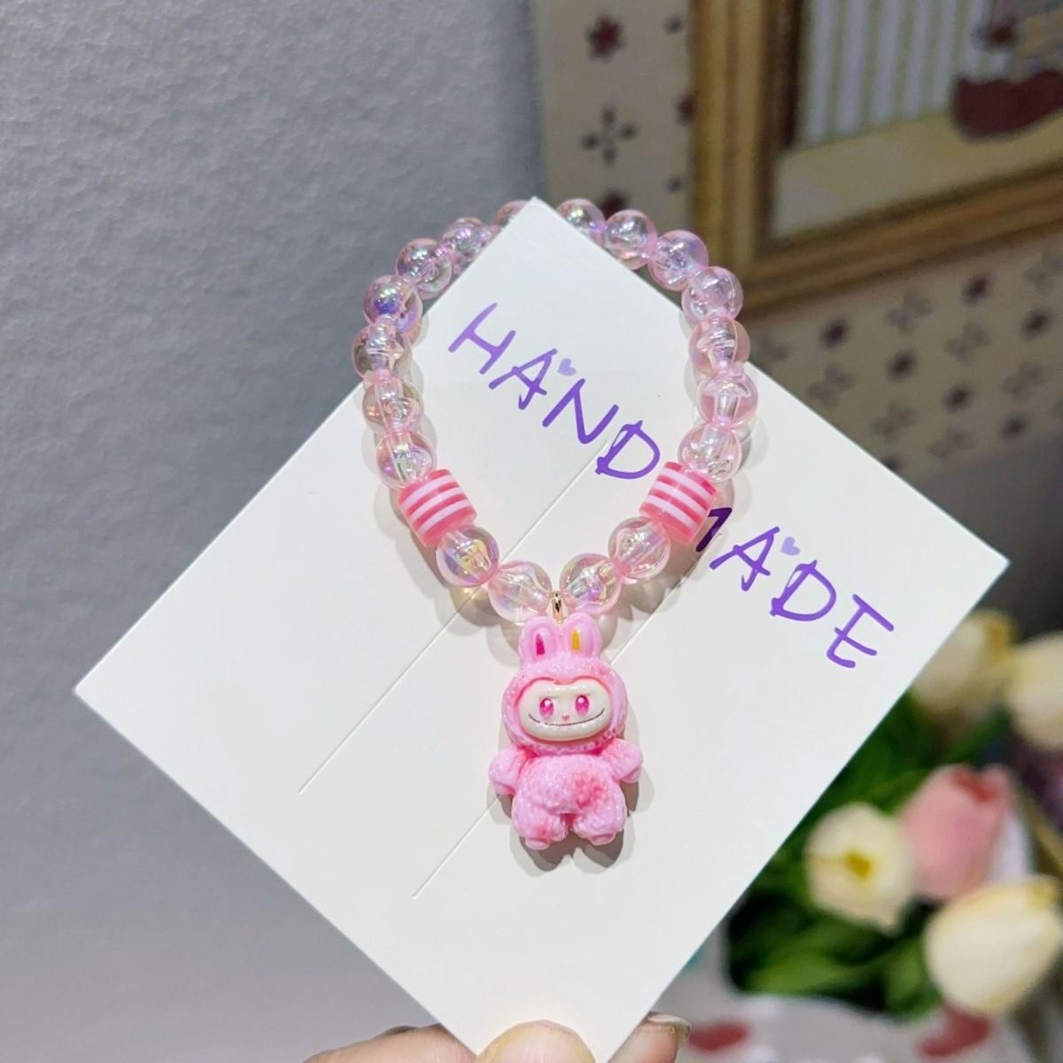 

2025 Новый Стиль Браслет Labubu Милый Акриловый Из Бусин Студенческий Корейский Сестры BFF Браслет Дружбы pink
