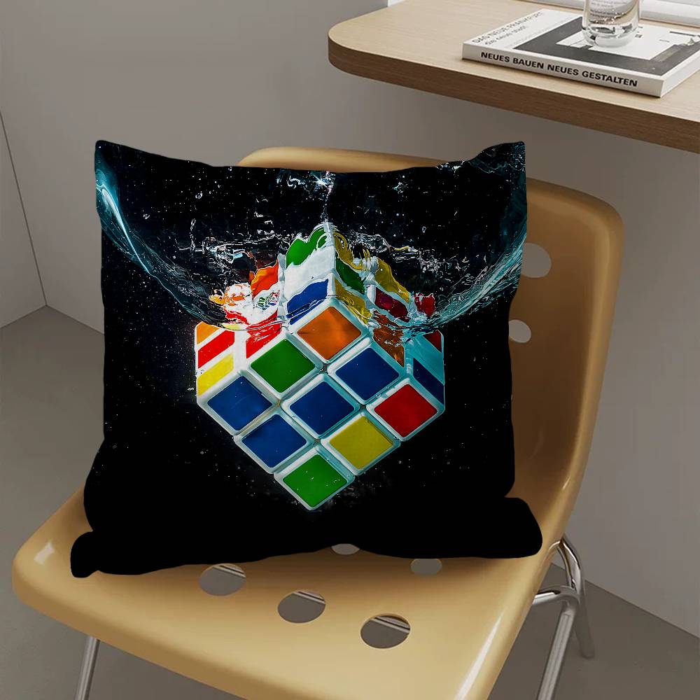 Car Living Room Sofa Cushion Cover Rubik'S Cube Cartoon Pattern Cushion Cover Luxury Home Decoration Pillow Cover