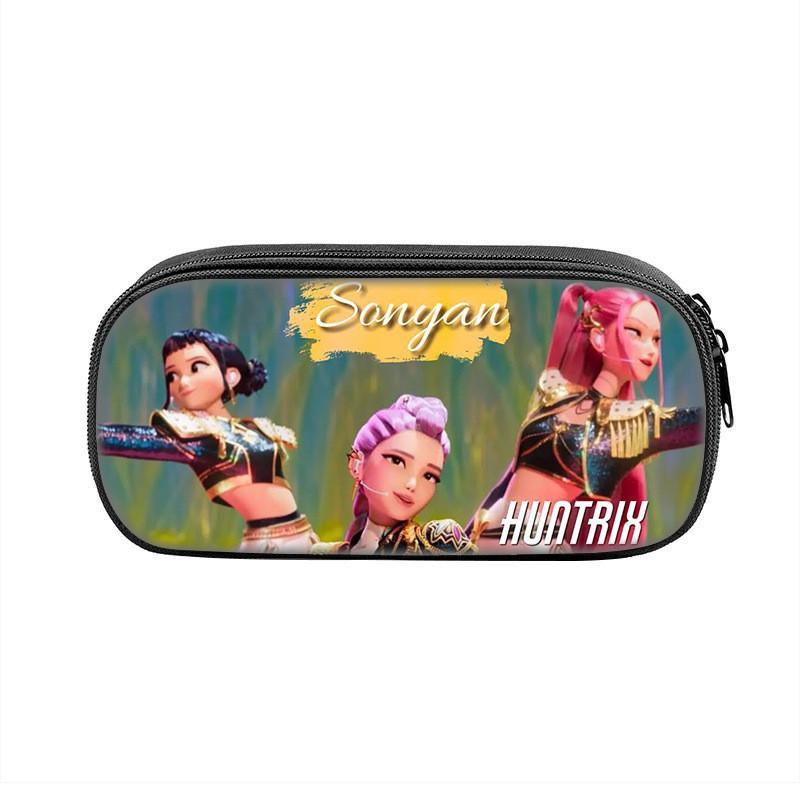 Kpop Demon Hunters Portable Pencil Pouch Nylon Storage Case For Kids And Teens
