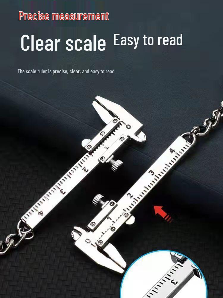 Portable Mini Vernier Caliper Keychain 0-40mm Zinc Alloy Measuring Tool Pendant