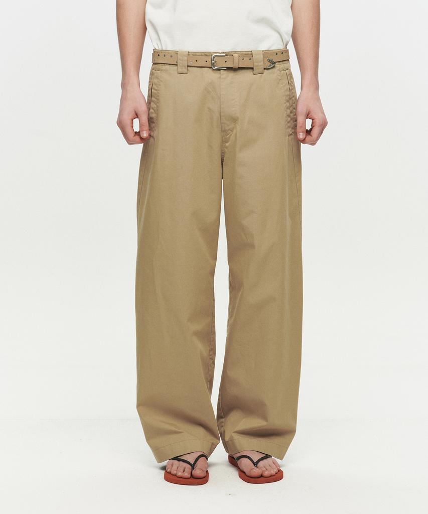 Hoite Curve Line Wide Pants (Beige)