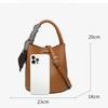 Women's Niche Lychee Pattern Soft Leather Bucket Bag Girls Fashion All-match Portable Vegetable Basket One-shoulder Messenger Bag