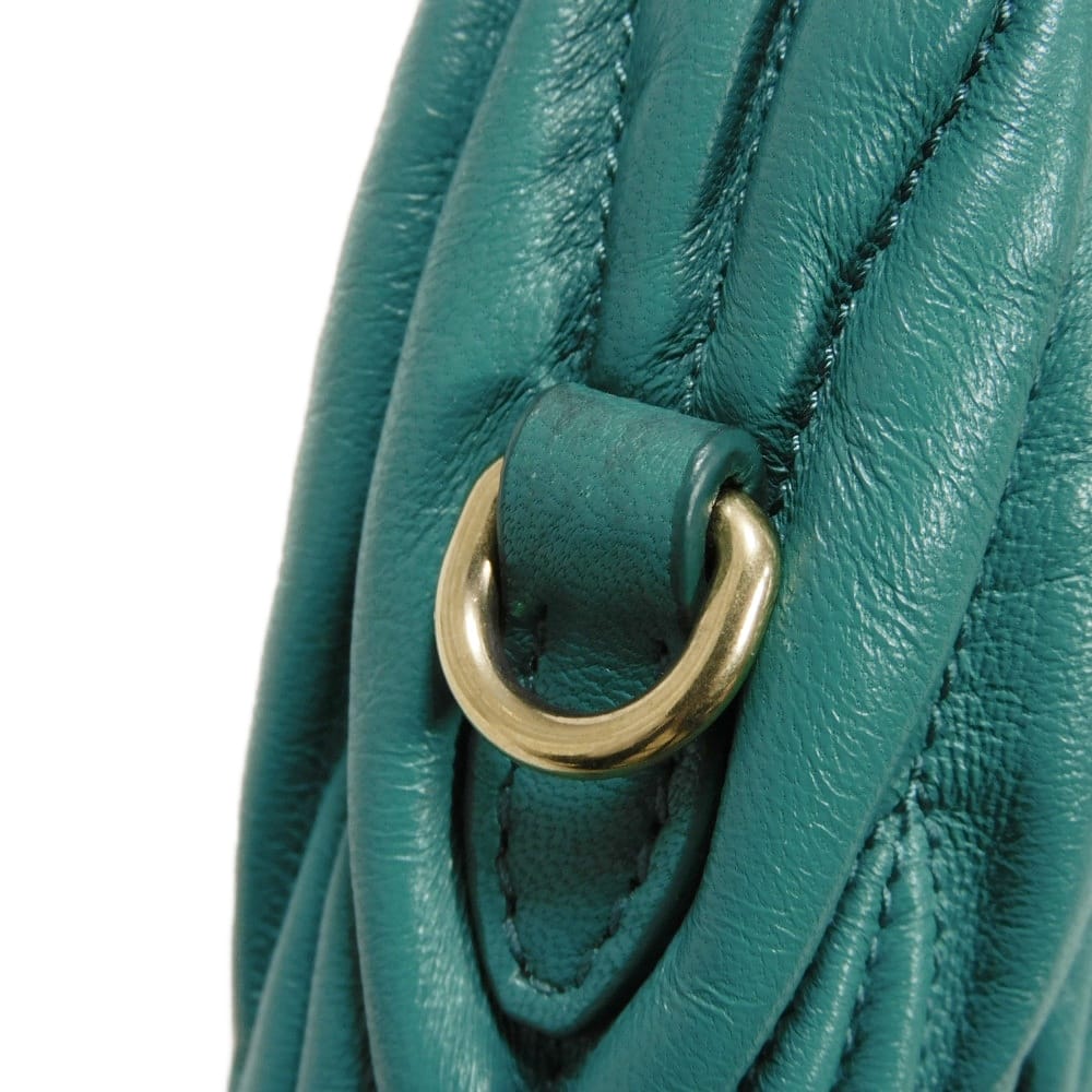 Used Wonder Matelasse Hobo Bag (12166), 5BC125 N88 F0K41 7922, with RFID, Green, 2-Way Logo, Laguna, Women's from Japan