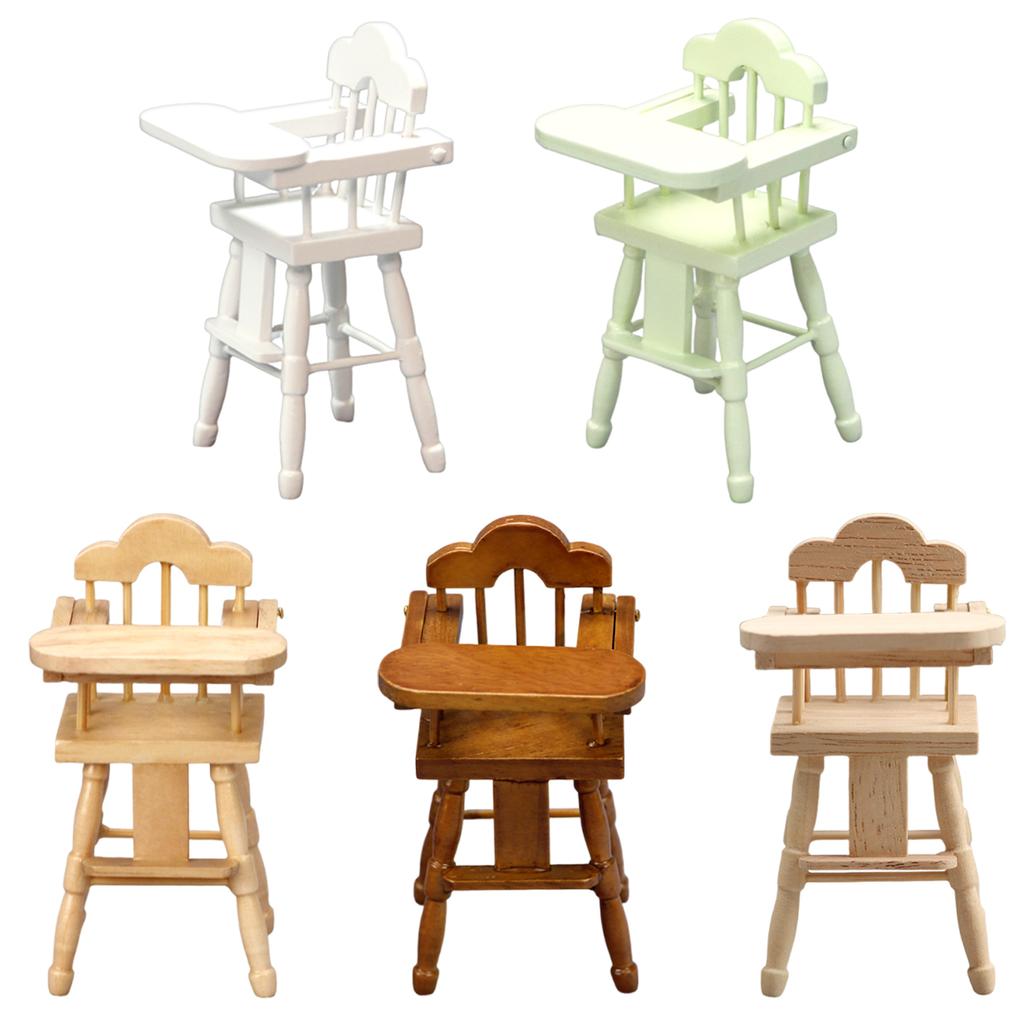 Classical Wooden Mini Baby Dining Chair for 1/12 Dollhouses Role Play Educational Kids Collectible Toy