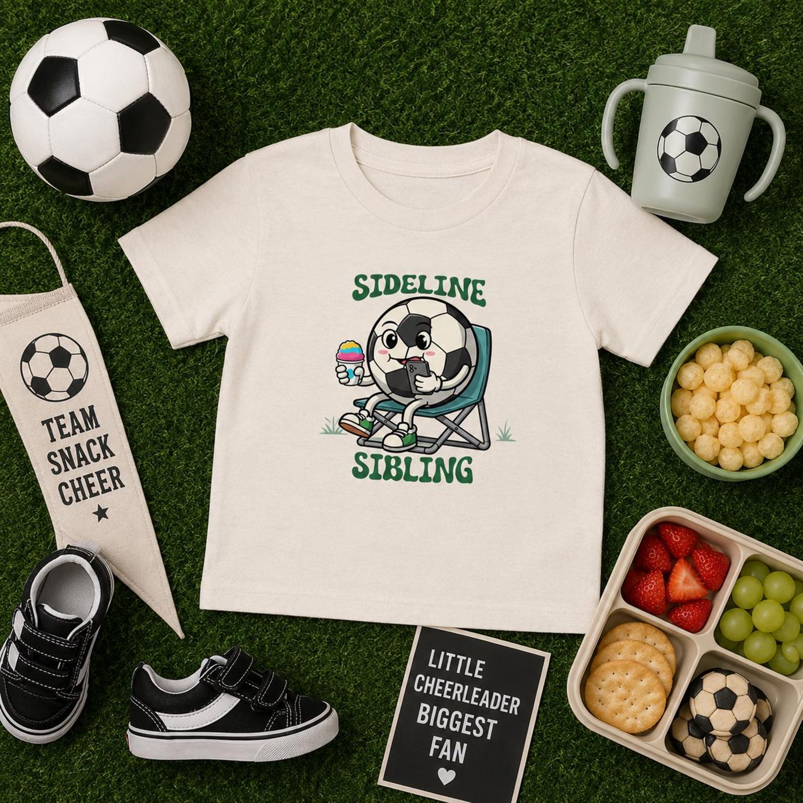 Sideline Sibling Toddler Tee | Soccer Ball Character, Soccer Brother & Sister S