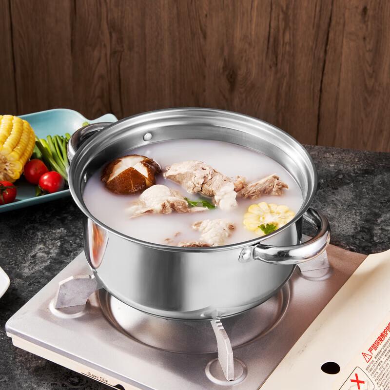 LUVHOO Double Handle Stainless Steel Soup Pot