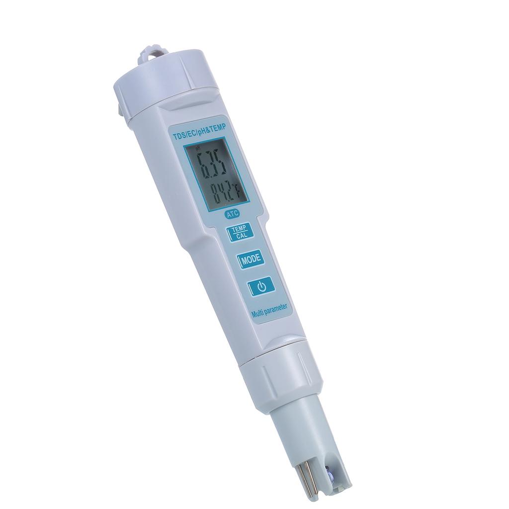 4 In 1 Water Quality Tester pH EC TDS Temperature Meter IP55 Waterproof Automatic Shutdown Backlight Display Tester