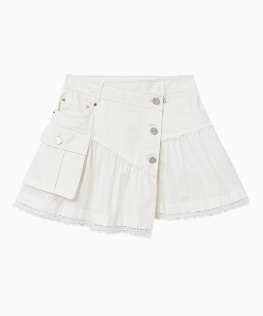 Jenyujeu Layers Frill Button Skirt - White