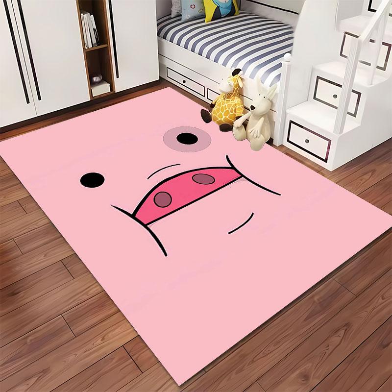 Pink Cartoon Pig Face Carpet Suitable As a Non-slip Mat for the Living Room or Bedroom Sofa