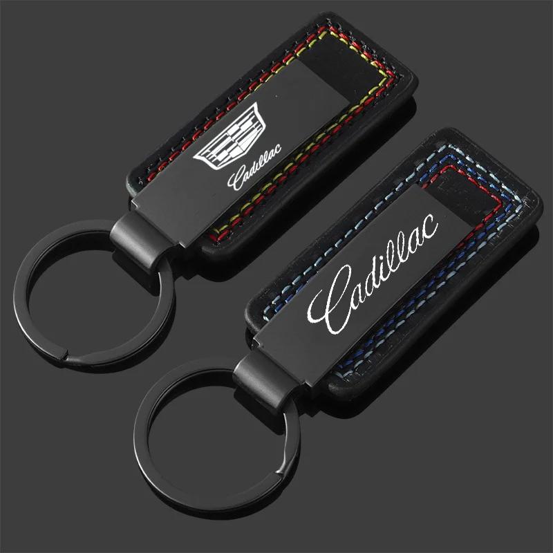 For Cadillac ATS BLS CT4 CT5 CTS ESCALADE SRX STS XT4 XT5 XT6 XTS Leather Car Logo Keychain Alloy Key Rings Chains Pendant