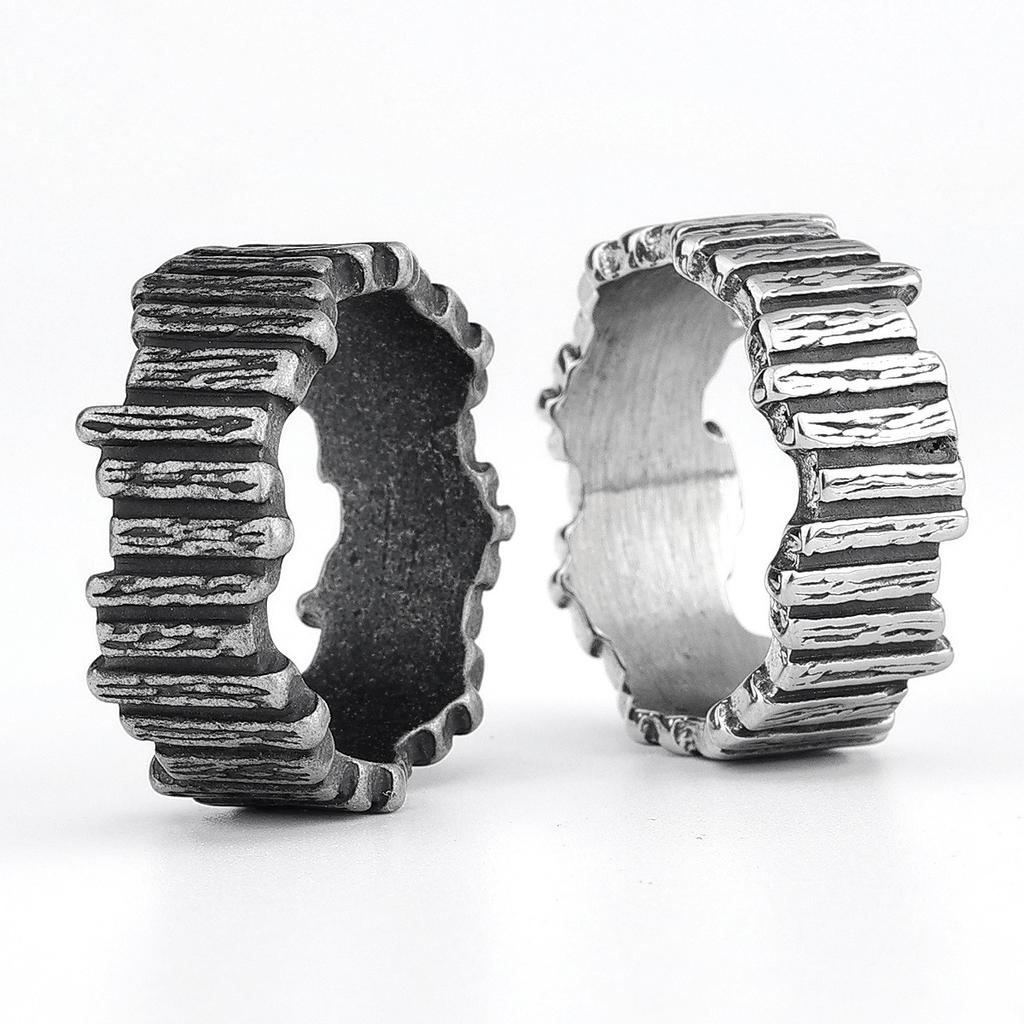 New Viking Style Vertical Stripe Texture Unisex Ring