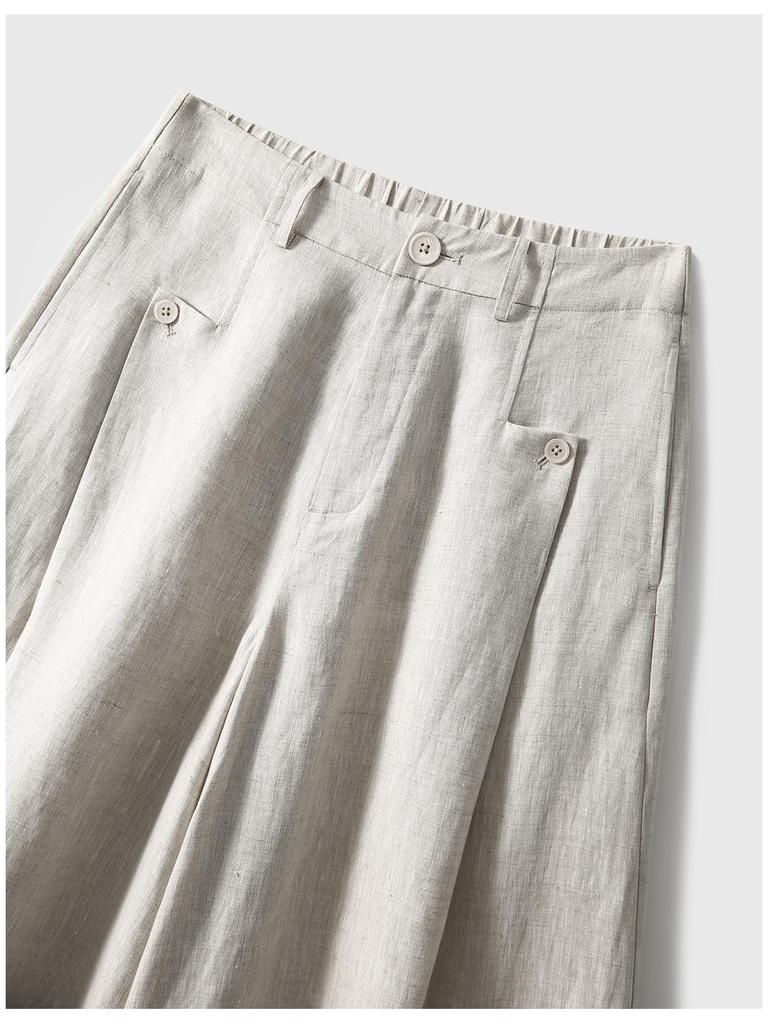 Women's Spring Summer Loose Linen Wide-Leg Pants - Slimming, Breathable, Casual Style