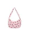 Korean-Style Strawberry Print Corduroy Handbag - 2025 Autumn Collection