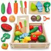 Wooden Fruits and Vegetables for Cutting XXL Set with Box 17 Elements