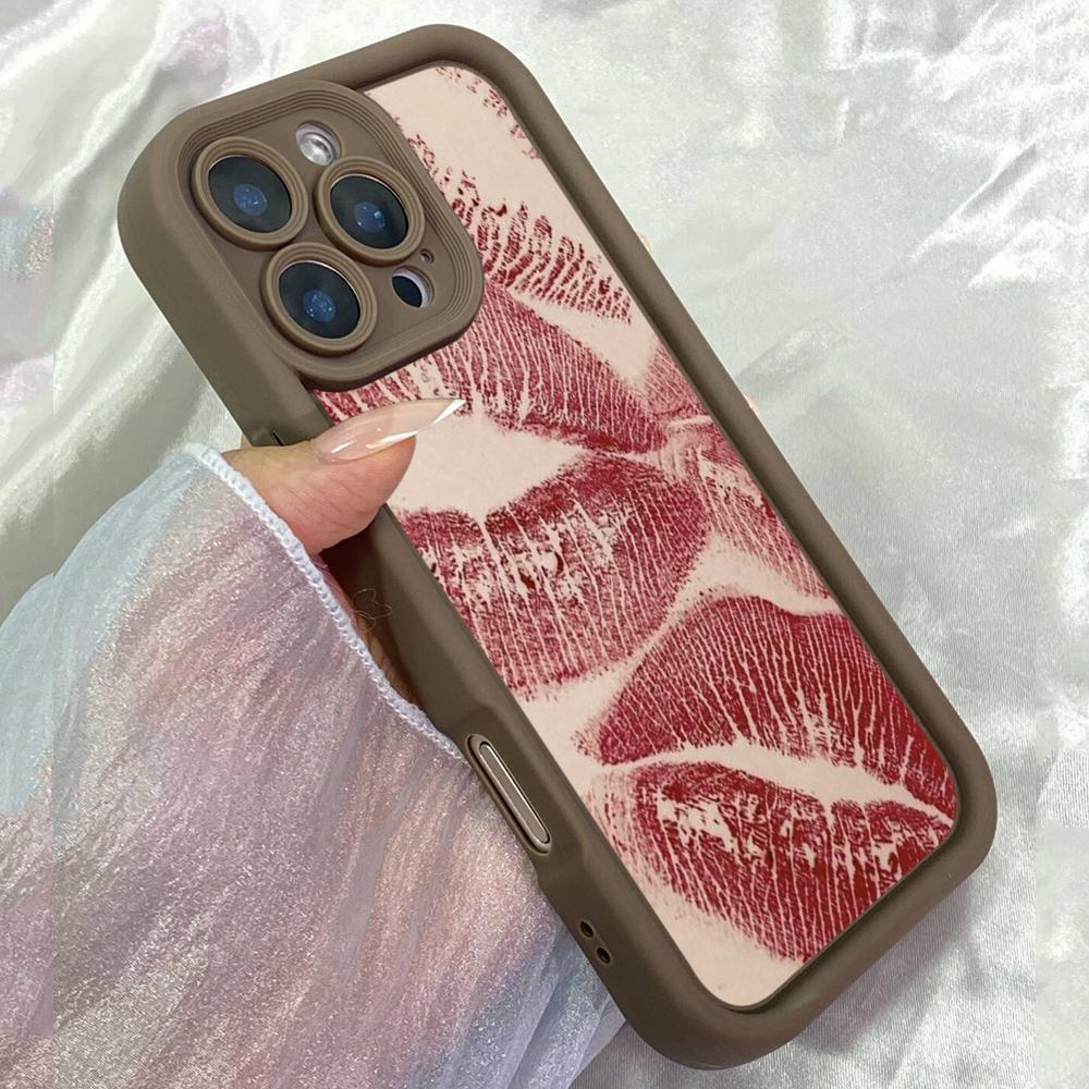JT434 Pretty Red Lips for iPhone 17 16 15 14 Pro Max Samsung S26 S25 Ultra A17 A07 A56 A16 A06 A13 A14 Xiaomi 15T Redmi 15c Note 14 13 12 11 Soft Case