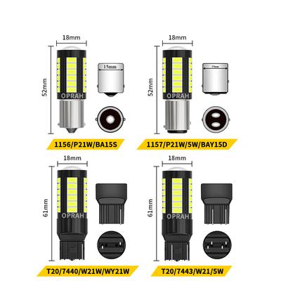 2PCS 1156 Ba15s P21W BAU15S PY21W 1157 W21W W21/5W 7440 7443 CANBUS High Power LED Bulbs Turn Signal Light Reverse Lamp White