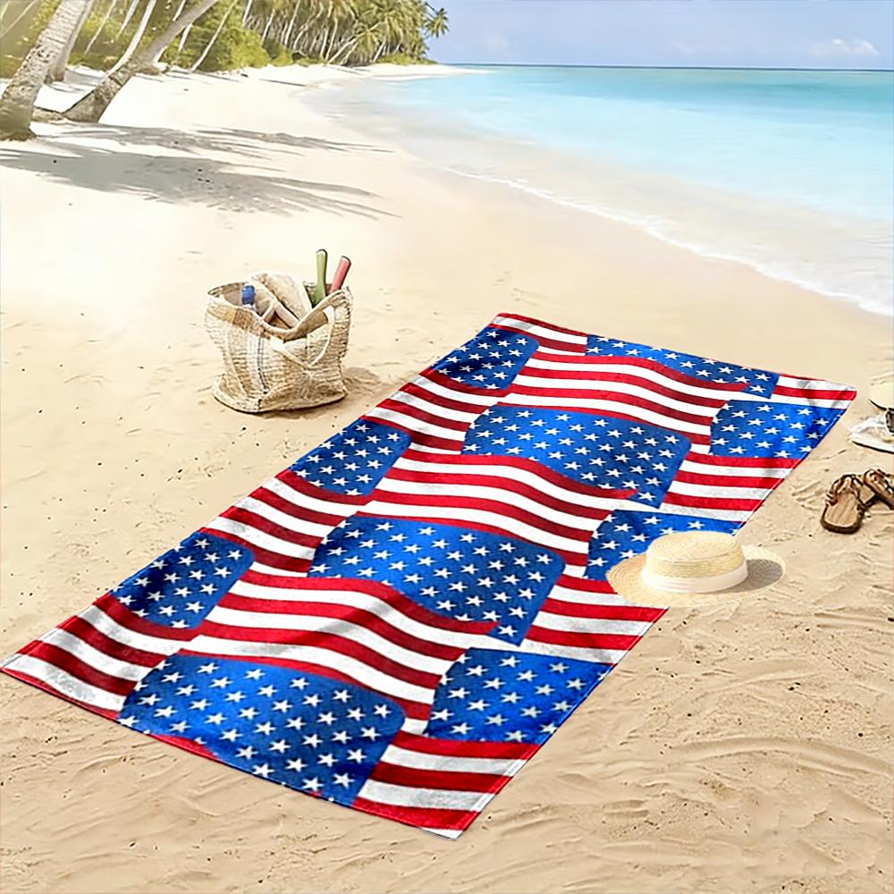 Asciugamano da Spiaggia con Motivo a Bandiera Americana Asciugatura Rapida per Viaggi Sport all'Aperto Jogging Spiaggia e Nuoto