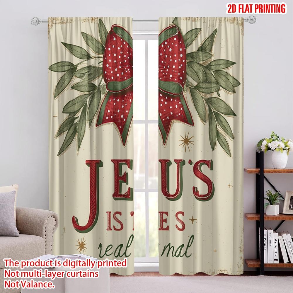 

2pcs,2D plane printing Light Filtering Curtains Red Dot Bow Durable 100% Polyester Fabric (without rod) Art Deco Festive Perfect 52.50 × 116.00 cm 2 pcs