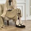 2025 autumn and winter new mink fluff word with shallow mouth soft sole commuting work Doudou women's single shoes